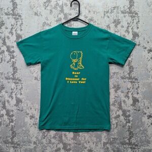 Gildan Ultra Cotton T-Shirt Green Dinosaur‎ Roar I Love You Graphic Tee Size S